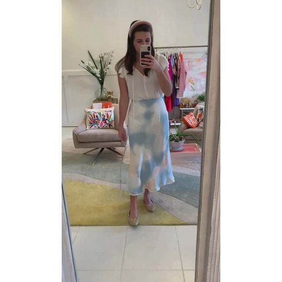 Current Air Anthropologie Cloud Pastel Sky Midi Skirt, size XS - Picture 1 of 6